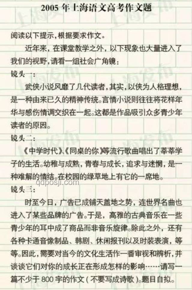 上海作文题出处与考生反馈对比分析